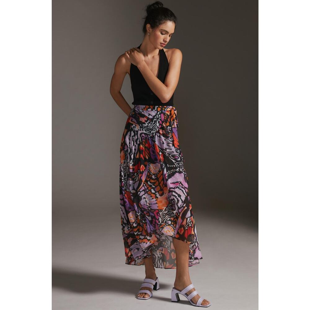 Anthropologie Hutch Sheer Wrap Midi Skirt